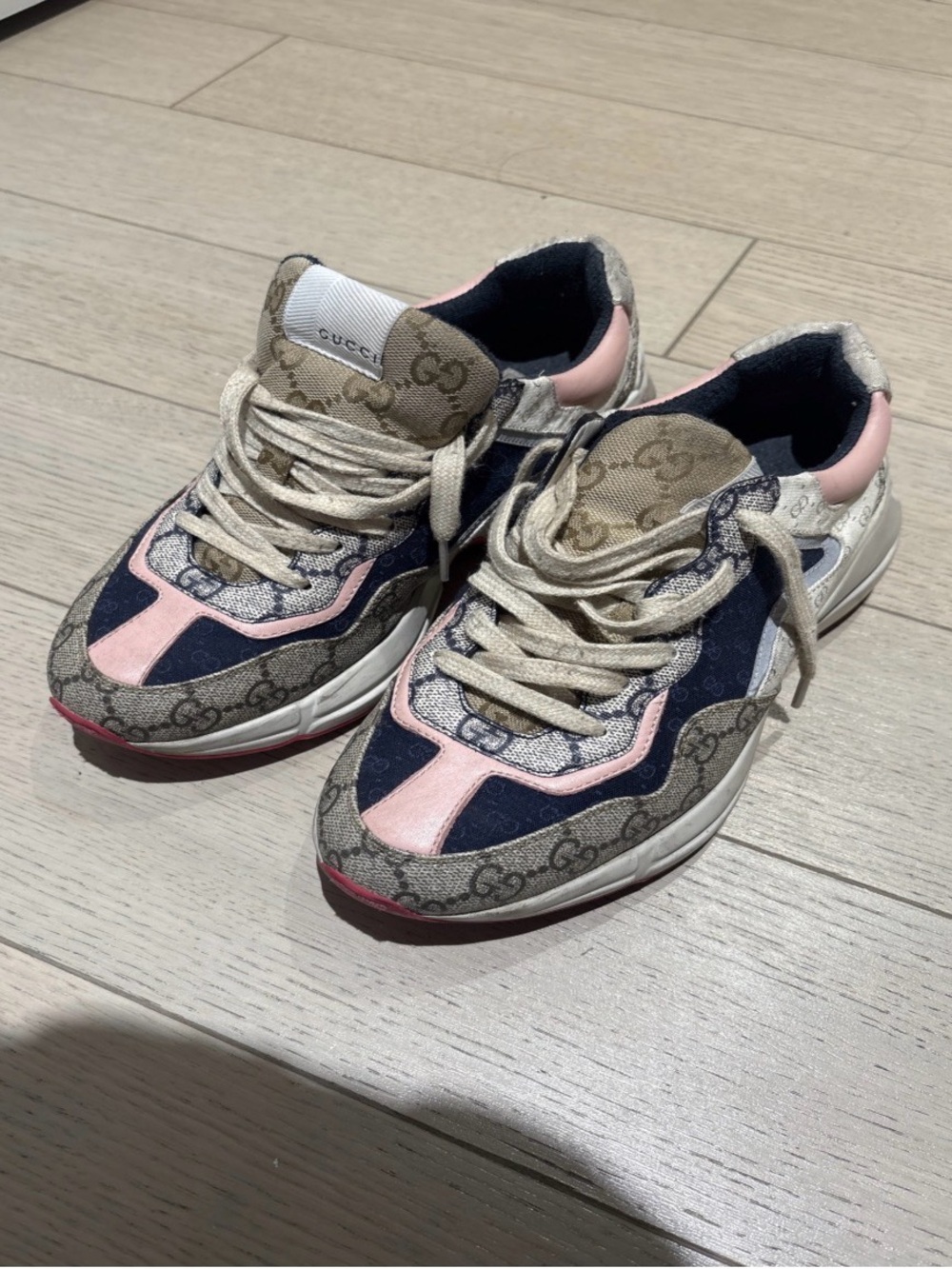 Gucci Kids Chunky GG Canvas Sneakers in Beige, Pink & Navy
